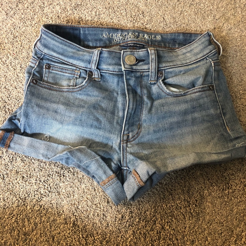 light wash high rise  jean shorts